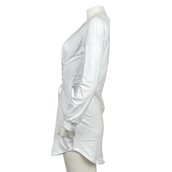 Corset Sweatshirt Dress White - Picture 2 of 3